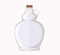 Glass bottle. vessel. round bottle. empty embossed for maple syrup bottle.